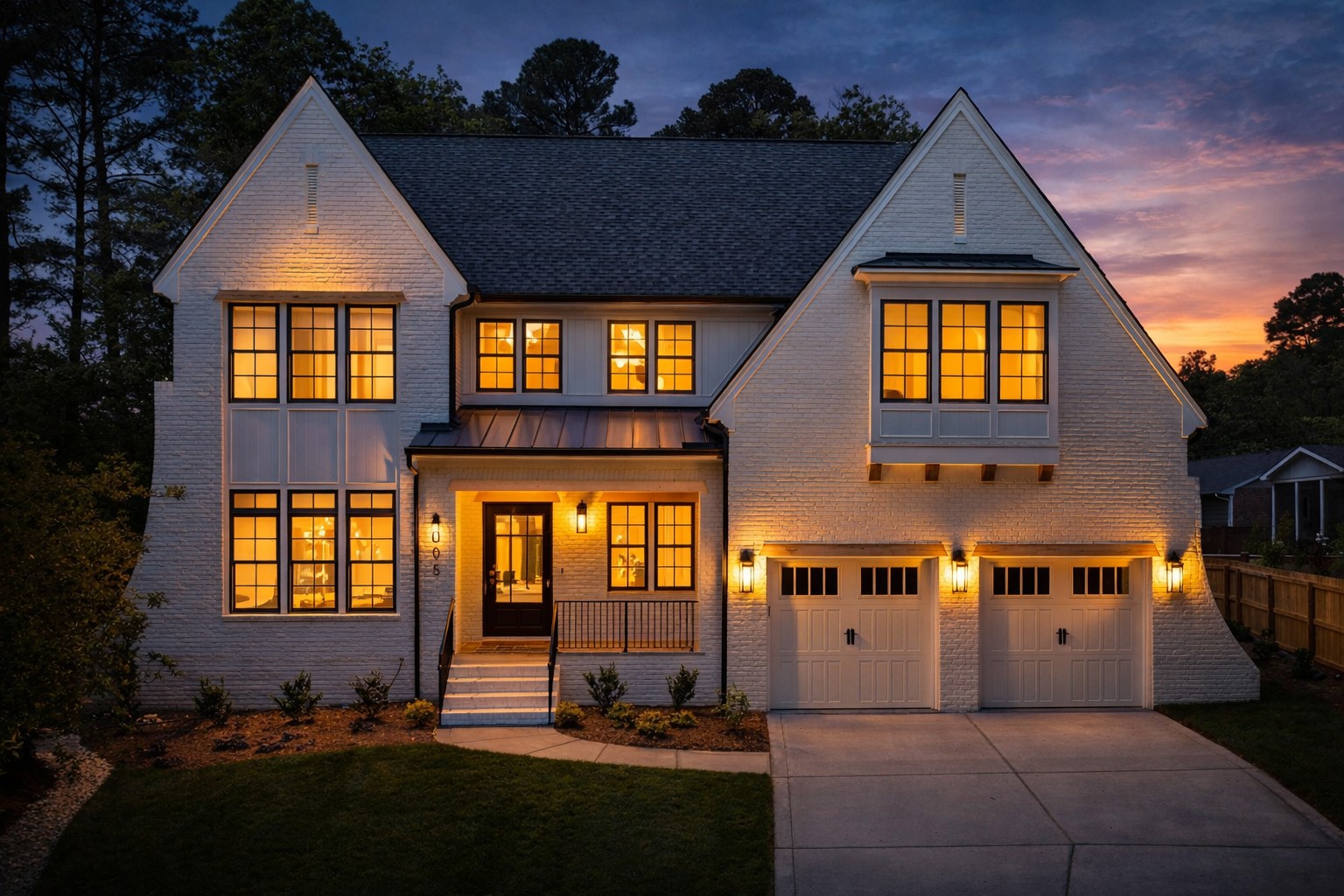 Luxury custom home exterior in Raleigh